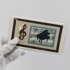 Grand Piano Musical Keys Handcrafted Wallet Cash Stuffing Envelope Cream